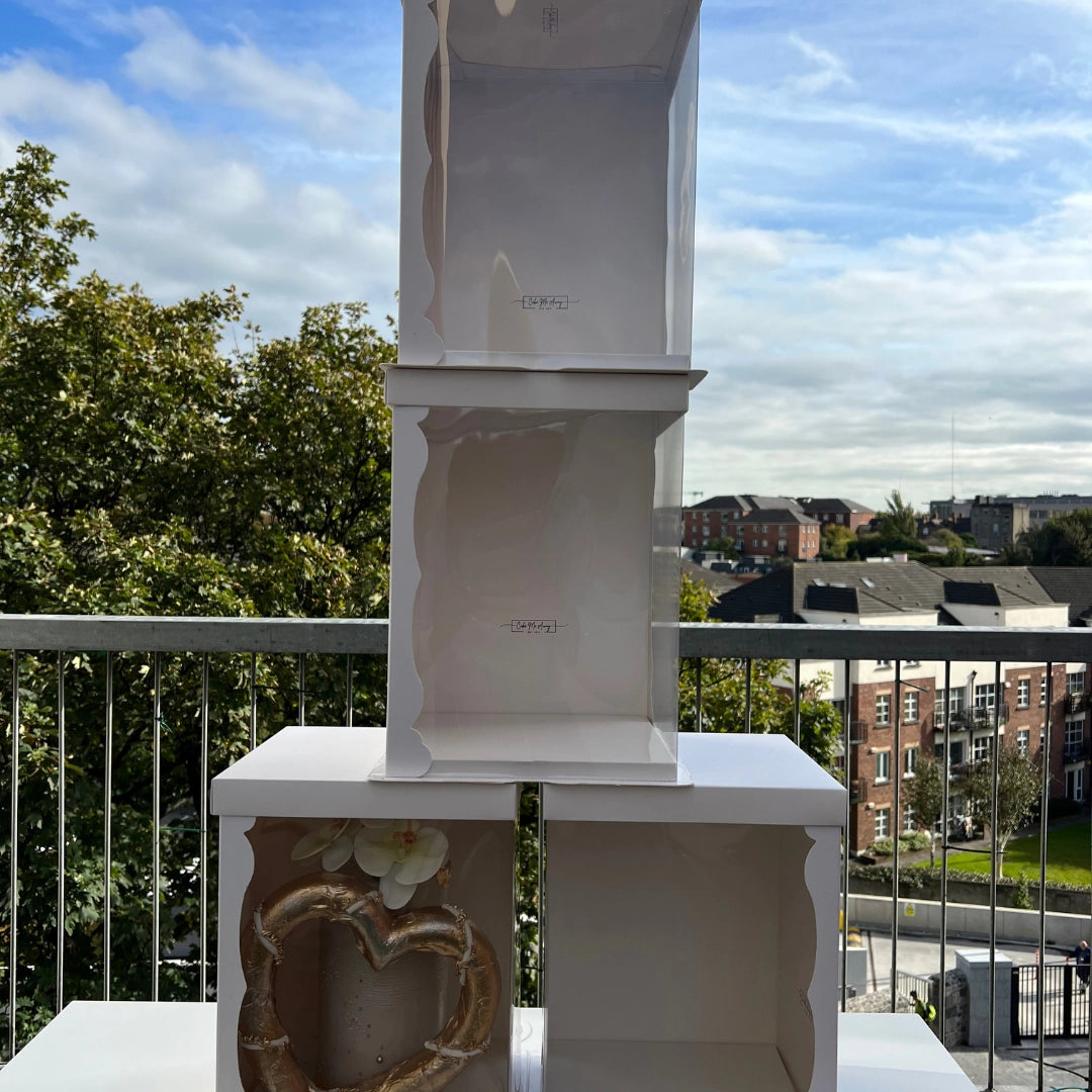 TALL CRYSTAL CAKE BOXES 10 inches base, 14 inches Tall (PACKS OF 10)