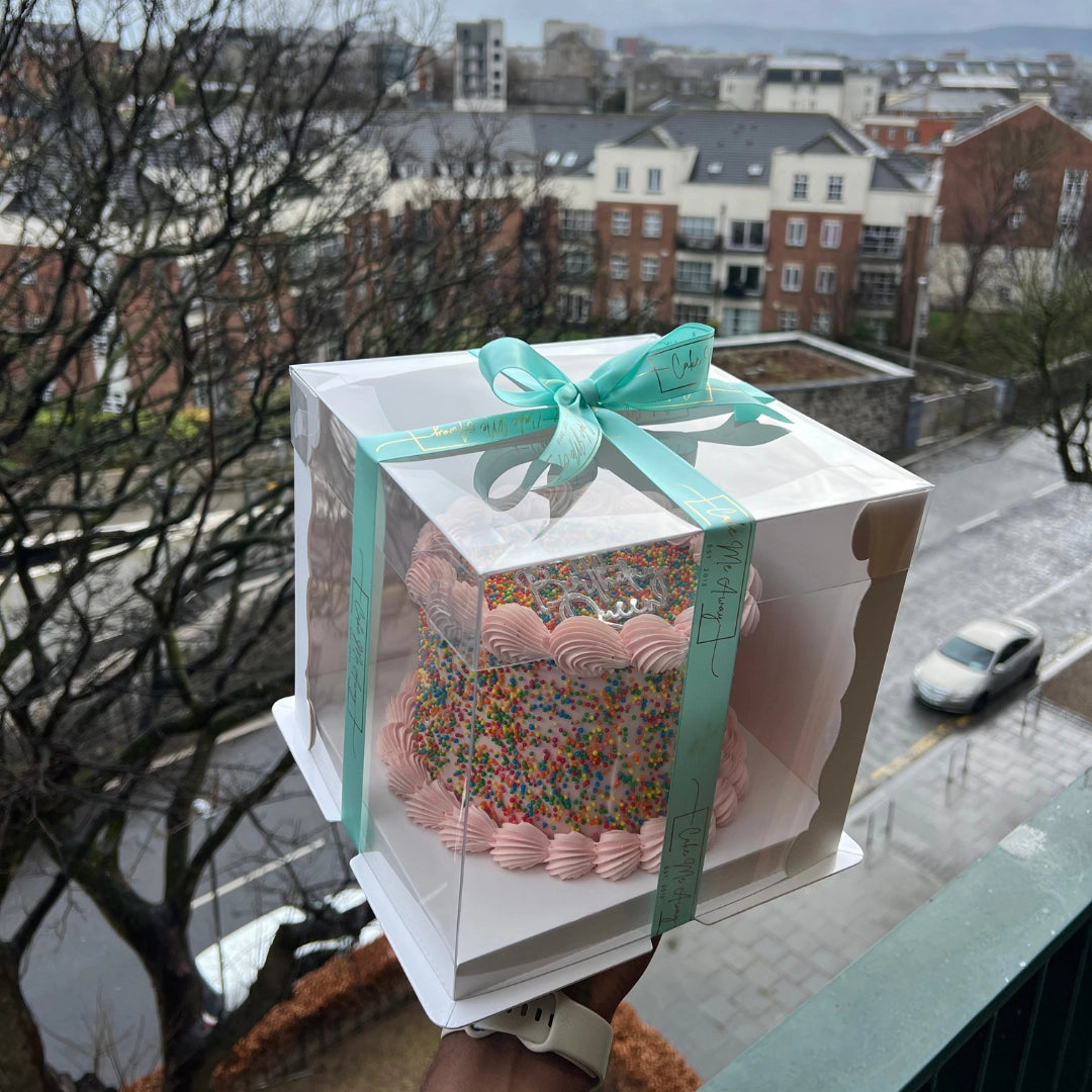 EXTRA STURDY CRYSTAL CAKE BOXES - 8inches Base, 8inches Tall (PACKS of 10)