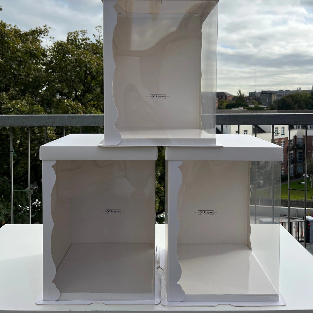 TALL CRYSTAL CAKE BOXES 10 inches base, 14 inches Tall (PACKS OF 10)