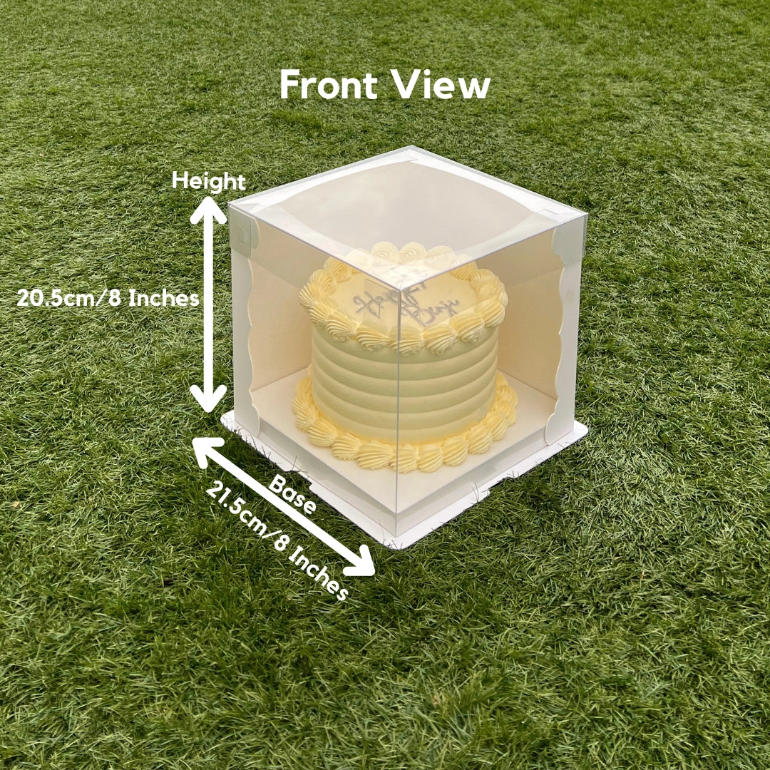 EXTRA STURDY CRYSTAL CAKE BOXES - 8inches Base, 8inches Tall (PACKS of 10)